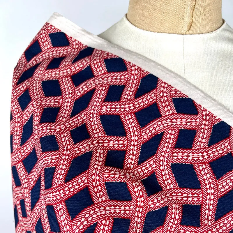 Vacent - Cotton Oxford - Woven Ribbons - Red and Blue