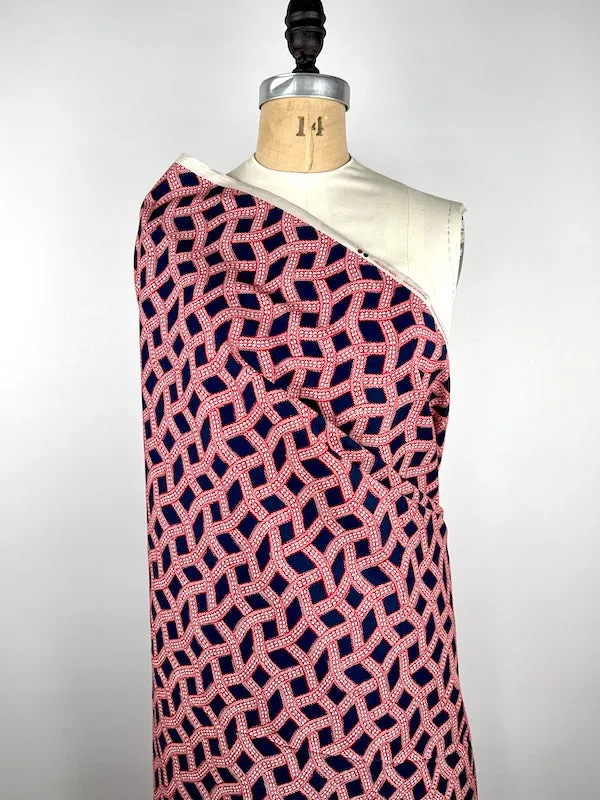 Vacent - Cotton Oxford - Woven Ribbons - Red and Blue