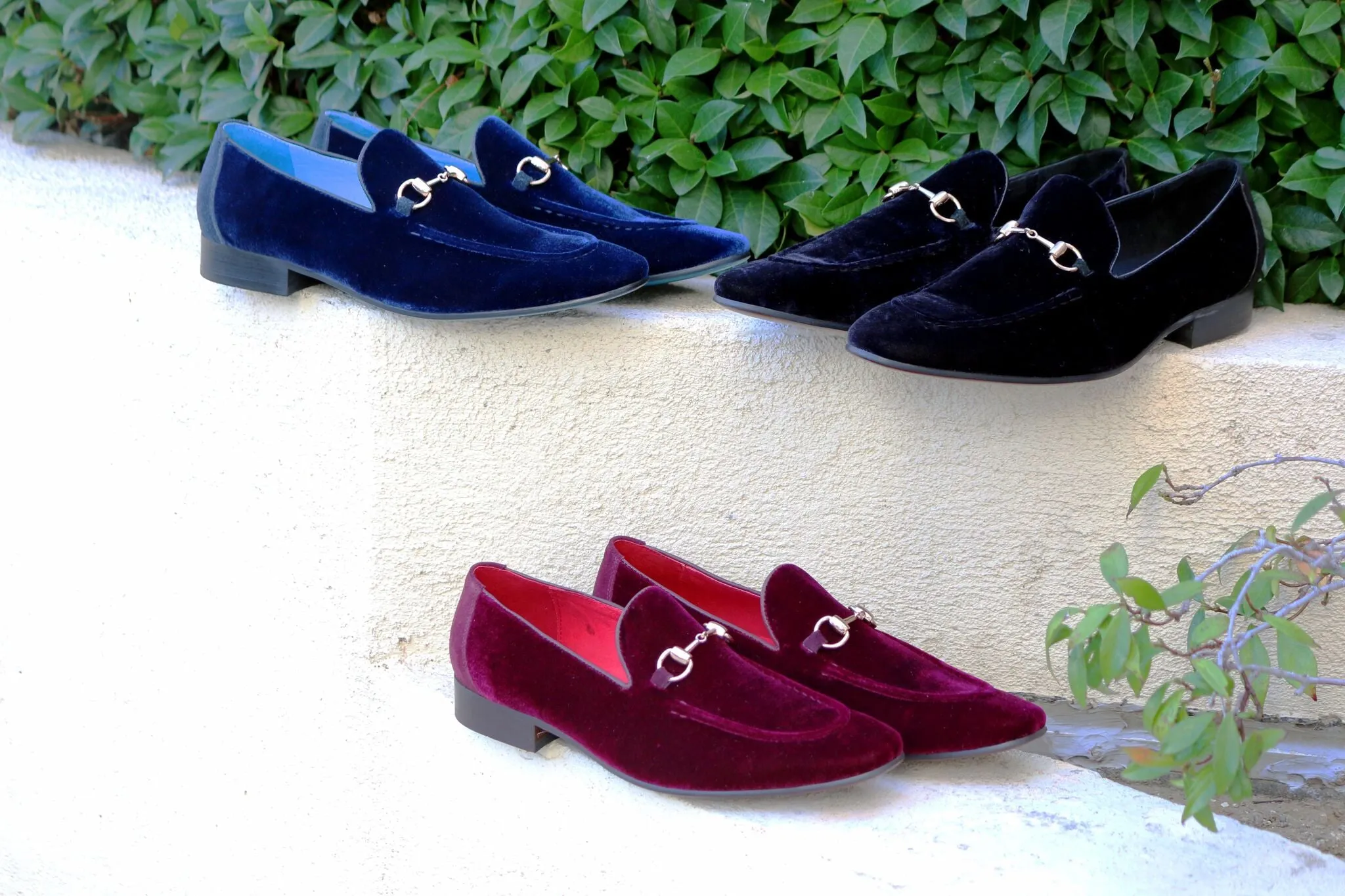 Velvet Slip-On Loafer Burgundy