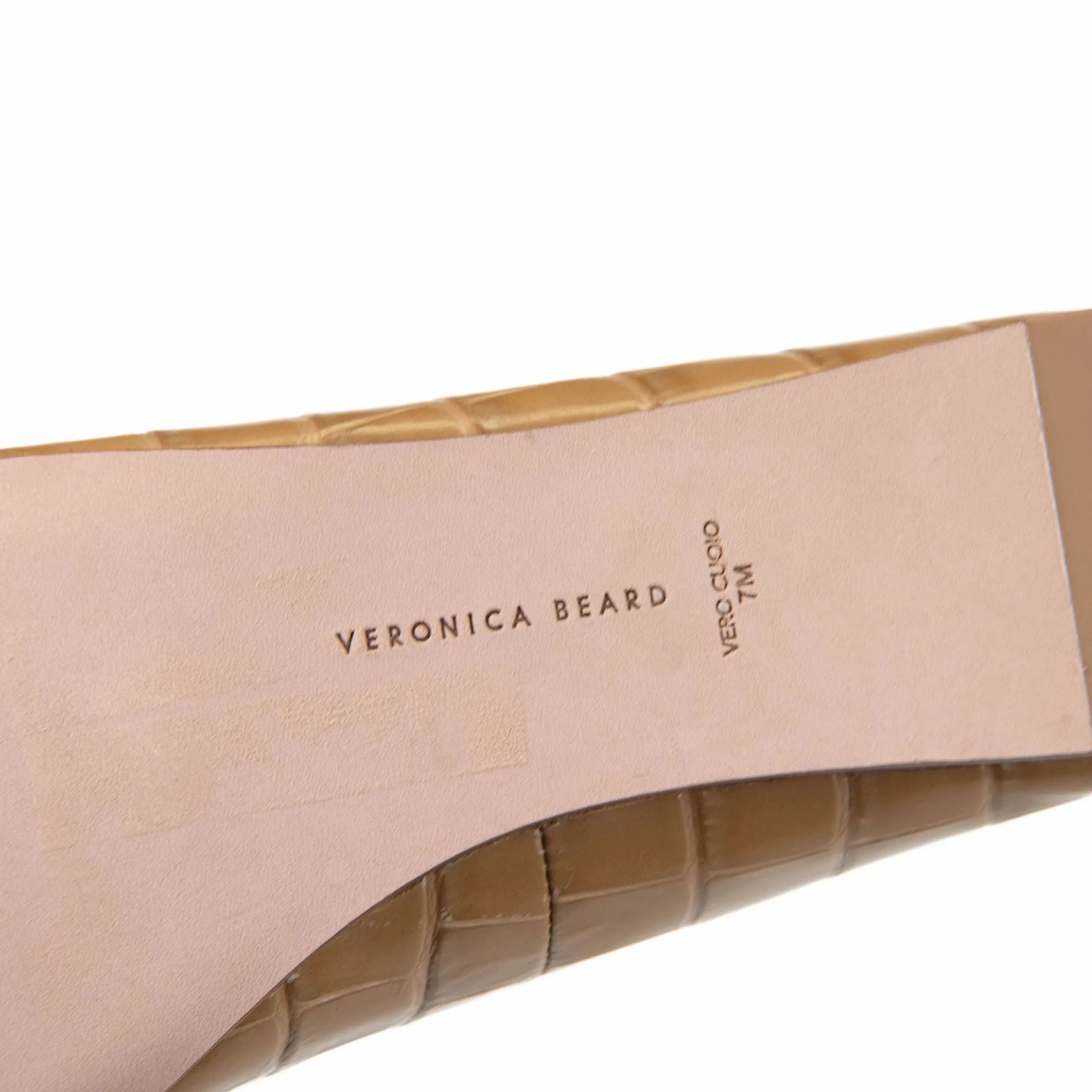 Veronica Beard Tan Leather Mock Croc Embossed Griffin Loafers Size 7