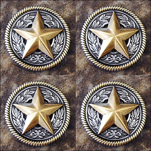 Western Screw Back Concho Texas Star And Rope Edge Saddle Bling Cowgirl