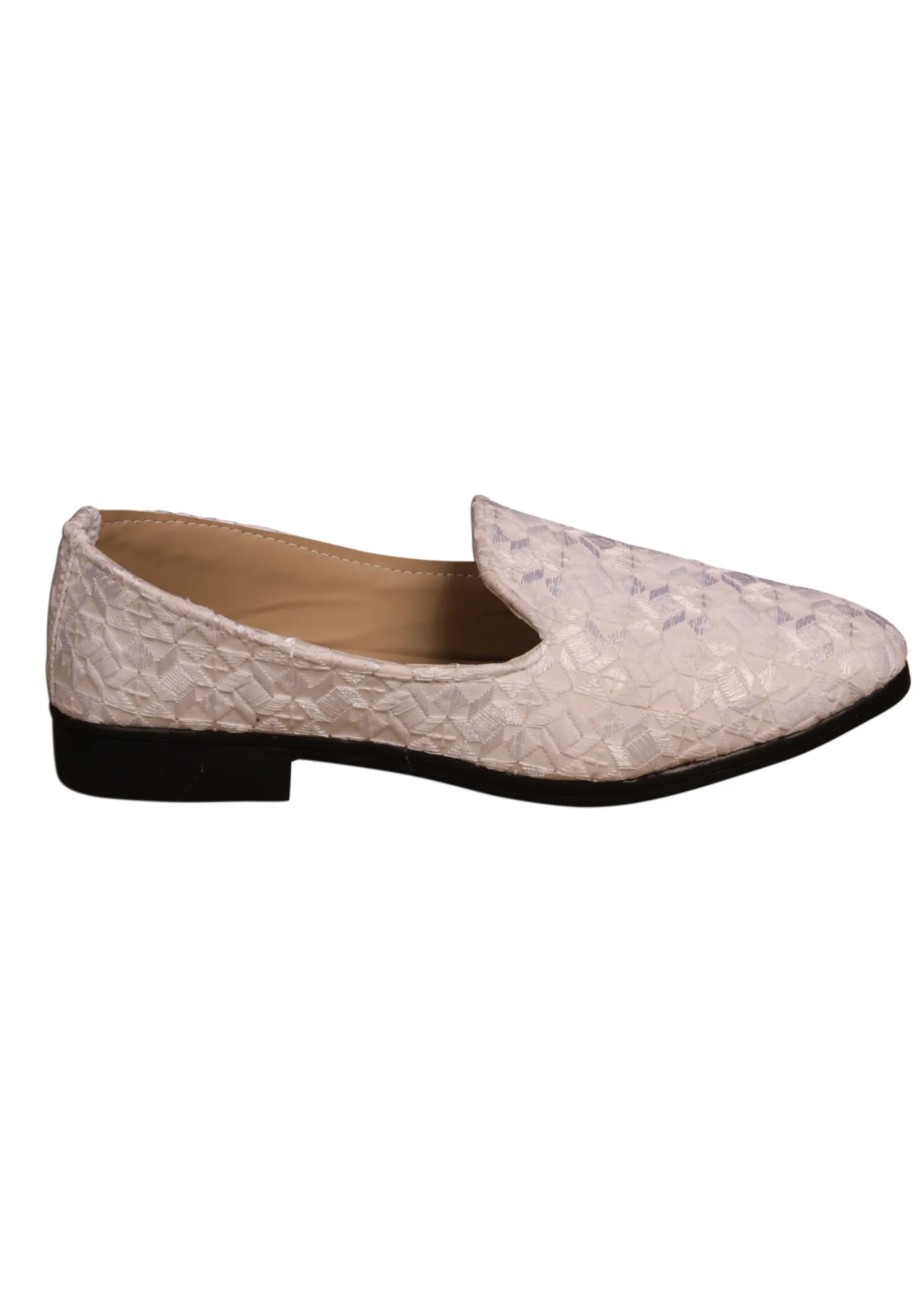 White Classic Self Shoes for Mens