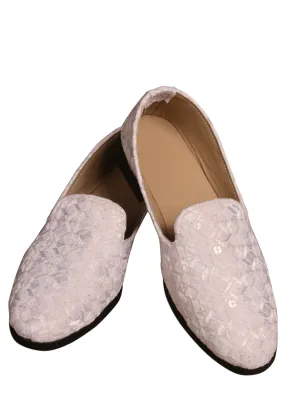 White Classic Self Shoes for Mens