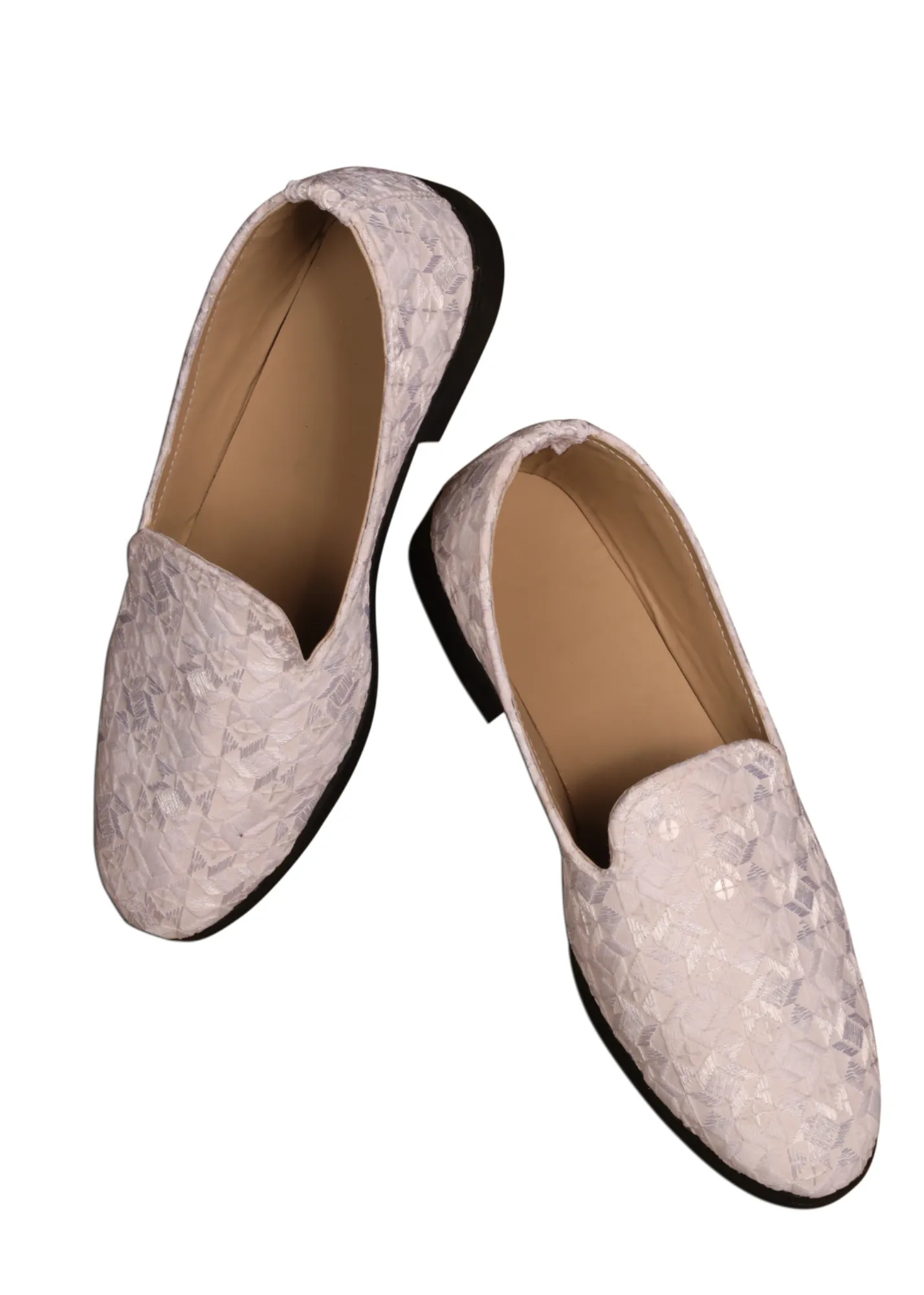 White Classic Self Shoes for Mens