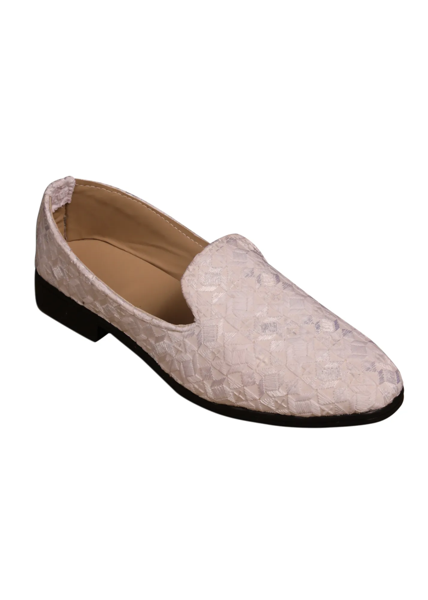 White Classic Self Shoes for Mens
