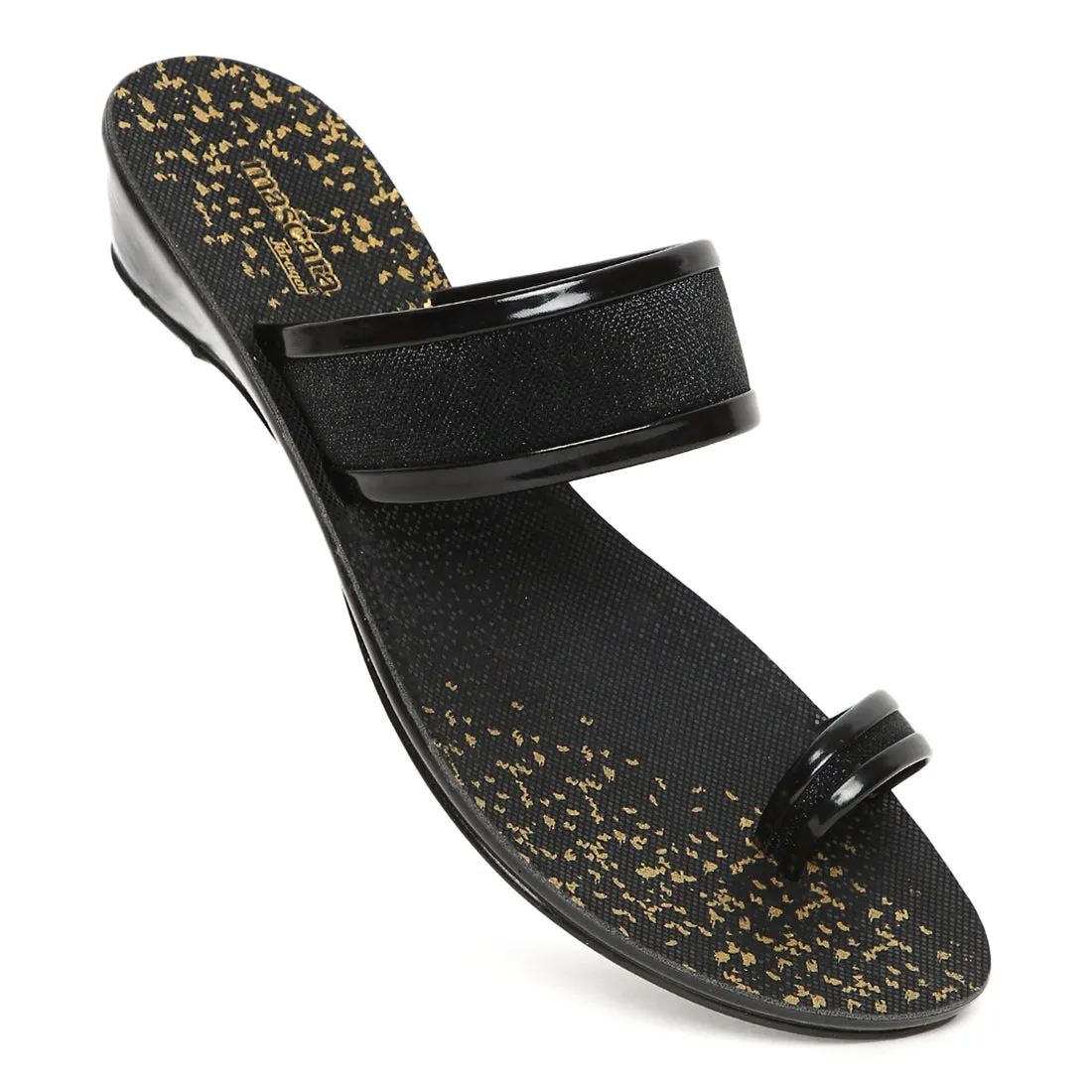 Women's Black PVC Mascara Sandals