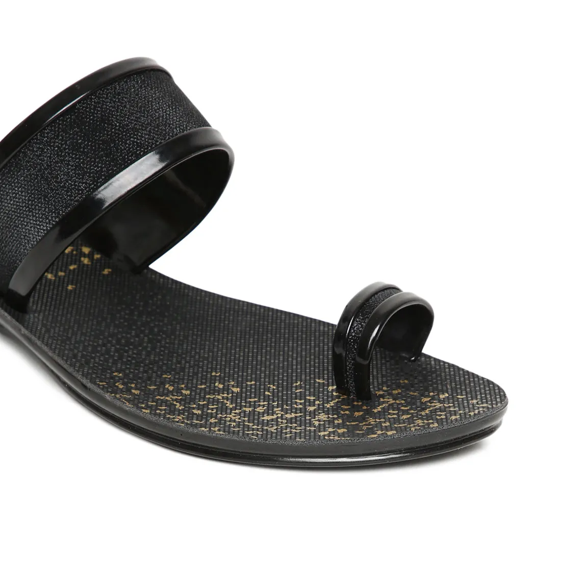 Women's Black PVC Mascara Sandals