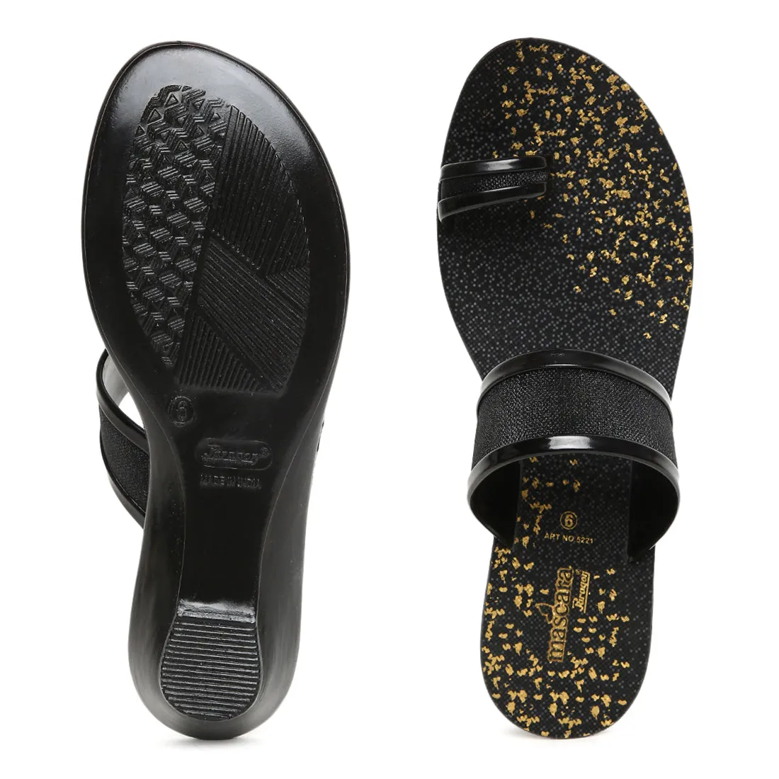 Women's Black PVC Mascara Sandals
