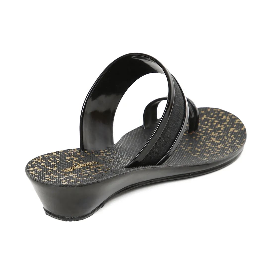 Women's Black PVC Mascara Sandals