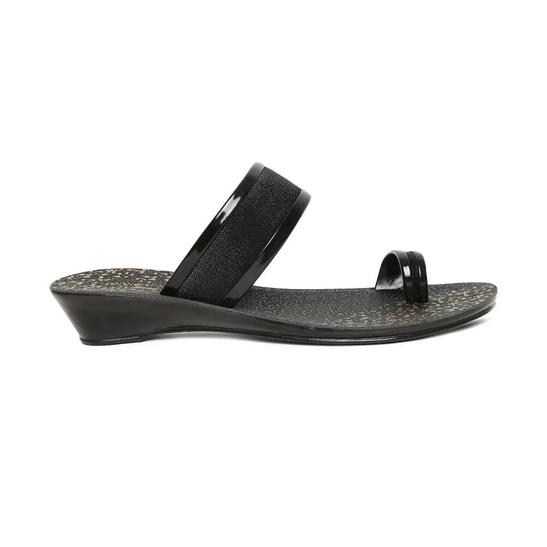 Women's Black PVC Mascara Sandals