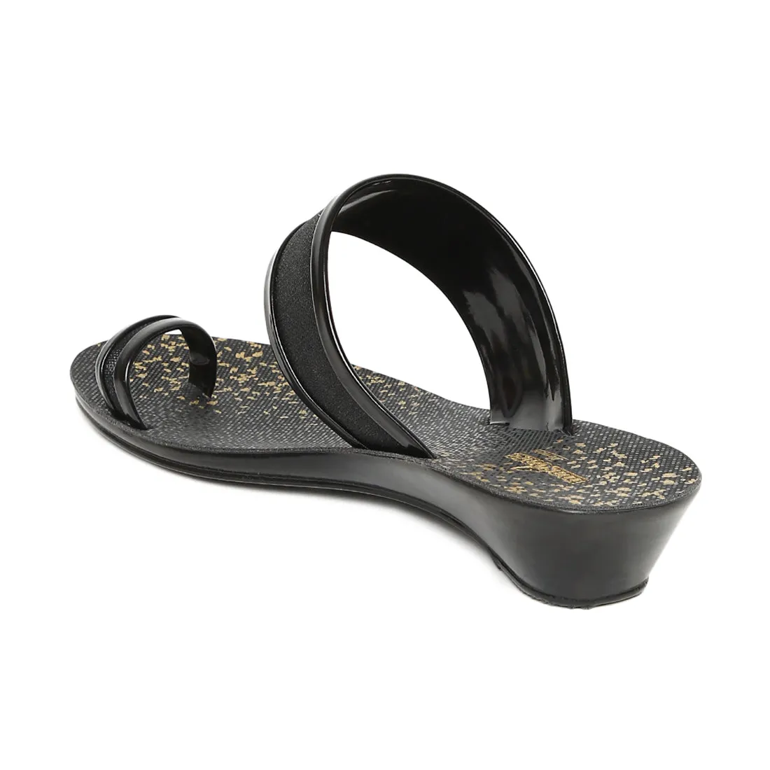 Women's Black PVC Mascara Sandals