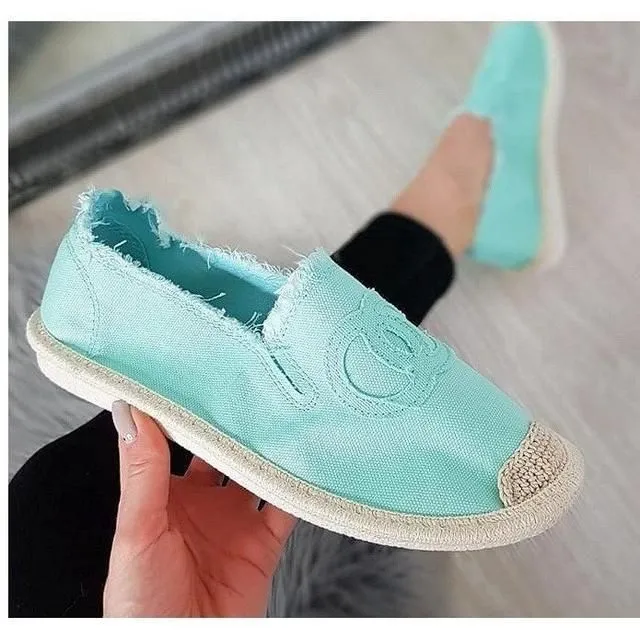 Women's Mint Green CC Espadrilles Slip-On Flats | NB273-M