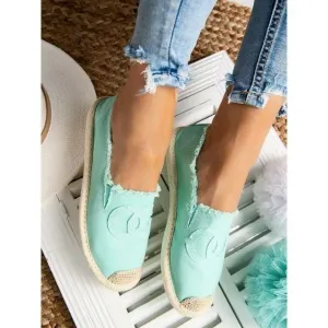 Women's Mint Green CC Espadrilles Slip-On Flats | NB273-M