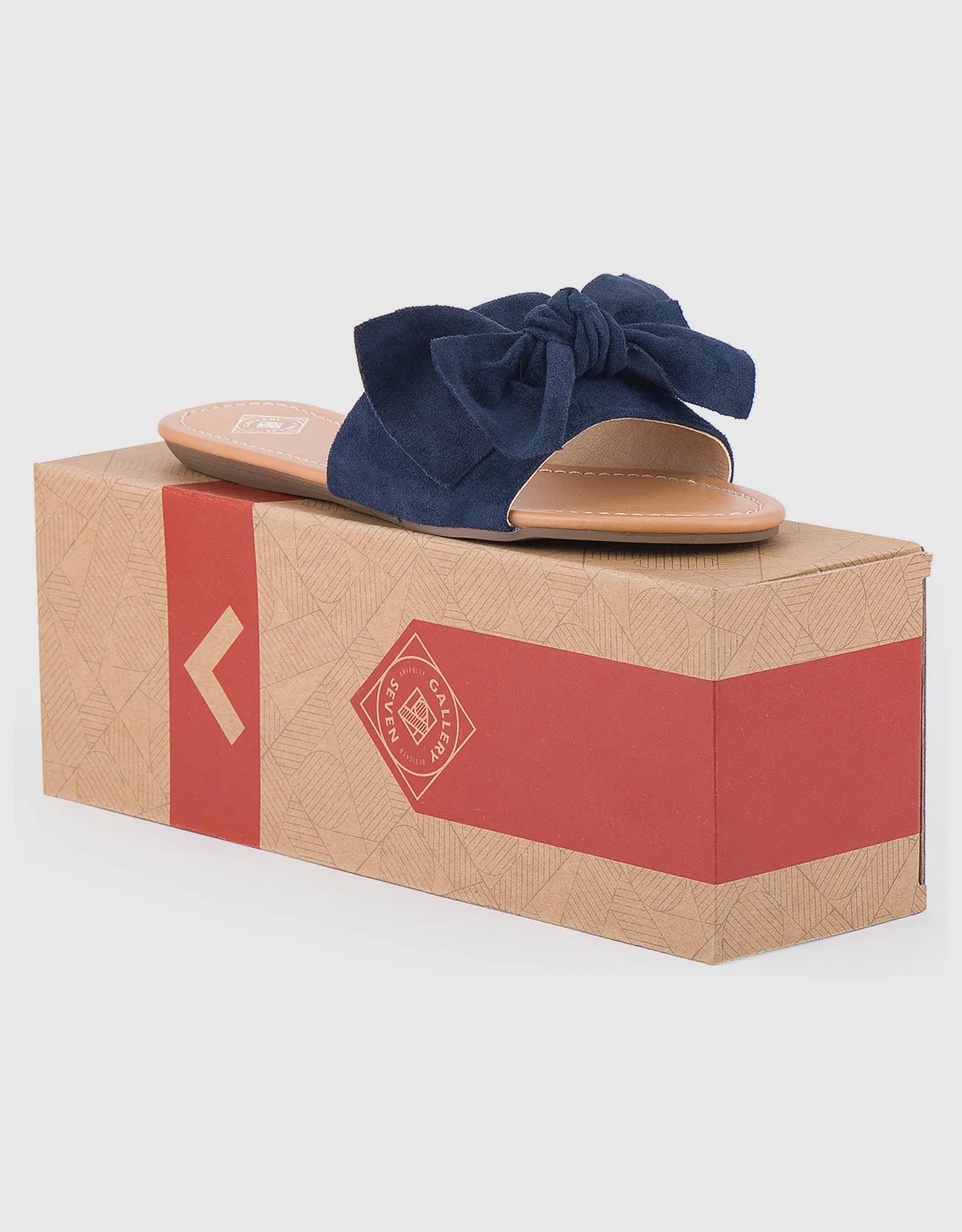 Women's Suede Bow Slide Sandals