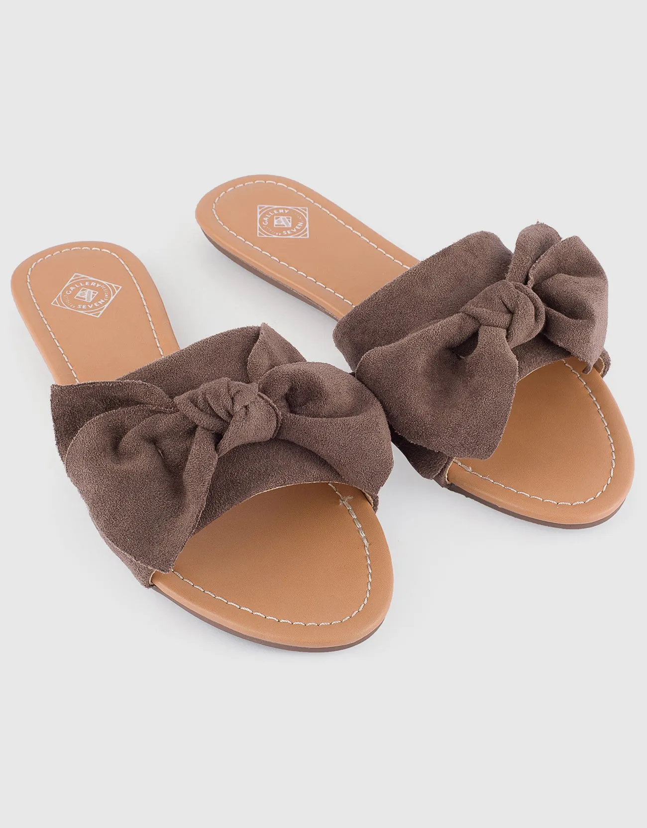 Women's Suede Bow Slide Sandals
