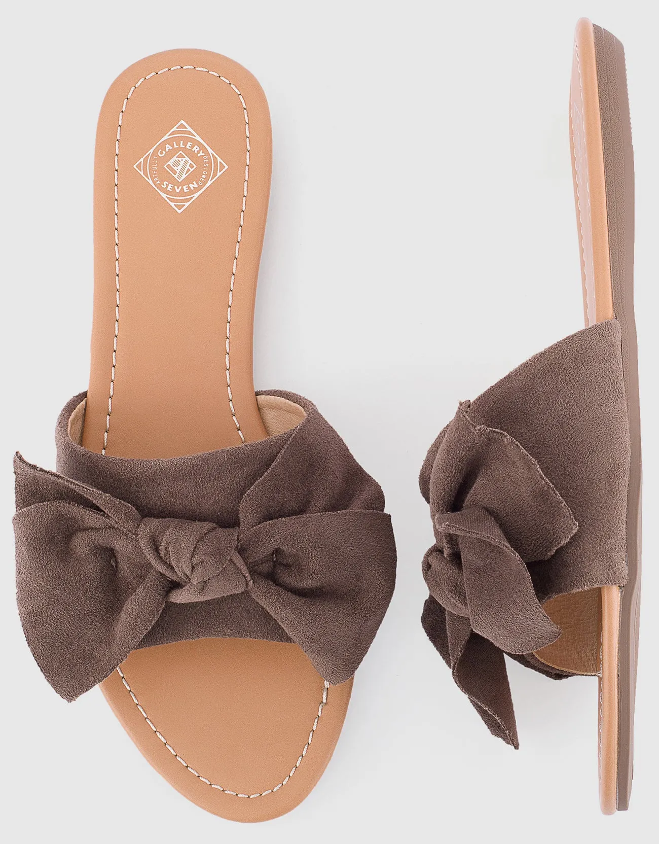 Women's Suede Bow Slide Sandals