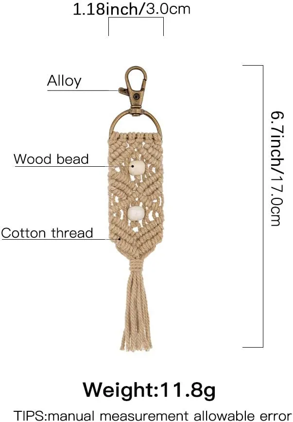 XGALBLA Macrame Keychains Boho Bag Tassels Handcrafted Accessory for Car Key