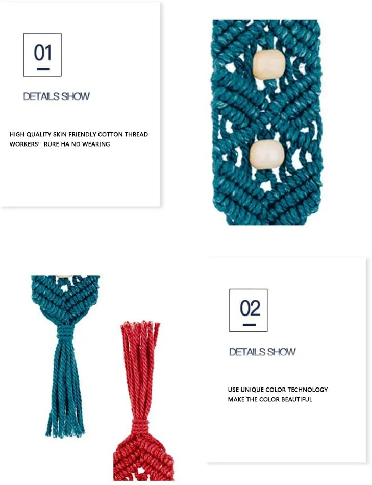 XGALBLA Macrame Keychains Boho Bag Tassels Handcrafted Accessory for Car Key