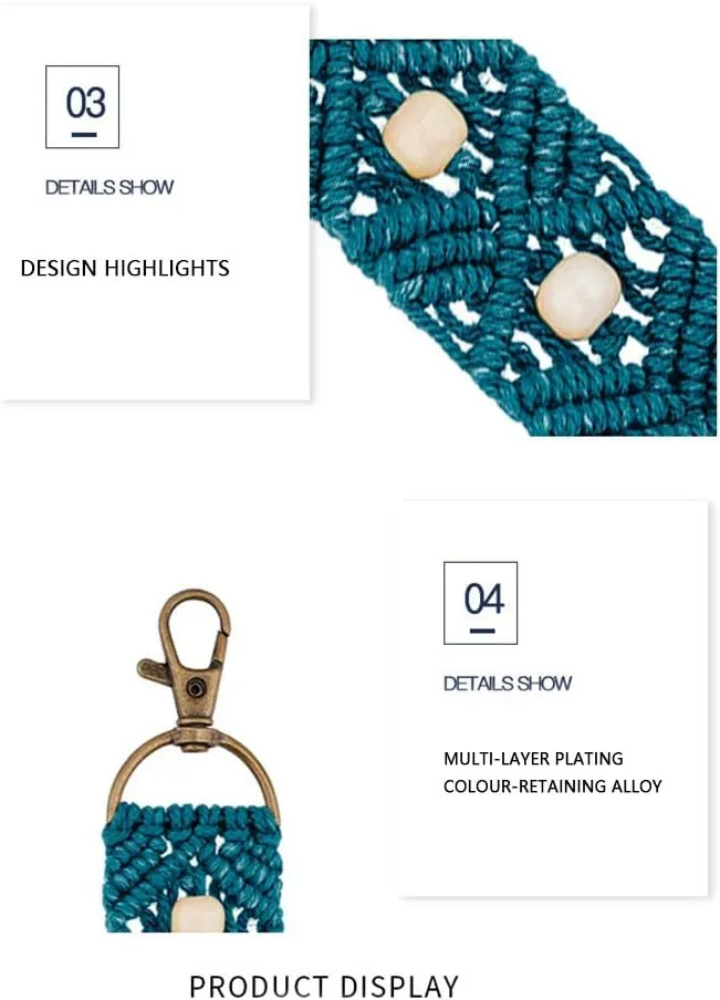XGALBLA Macrame Keychains Boho Bag Tassels Handcrafted Accessory for Car Key