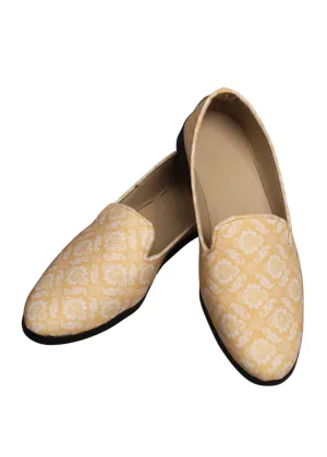 Yellow Classic Self Shoes for Mens